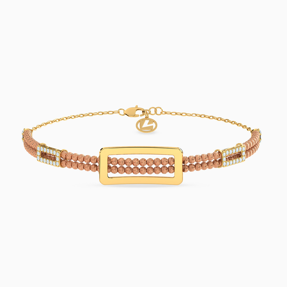 Beaded Cubic Zirconia Chain Bracelet in 21K Gold Beaded Cubic Zirconia Chain Bracelet in 21K Gold