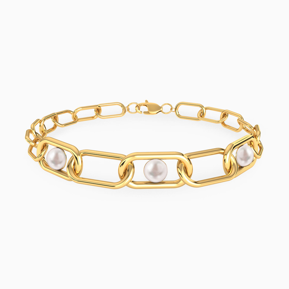 Links Pearls Chain Bracelet in 18K Gold Links Pearls Chain Bracelet in 18K Gold
