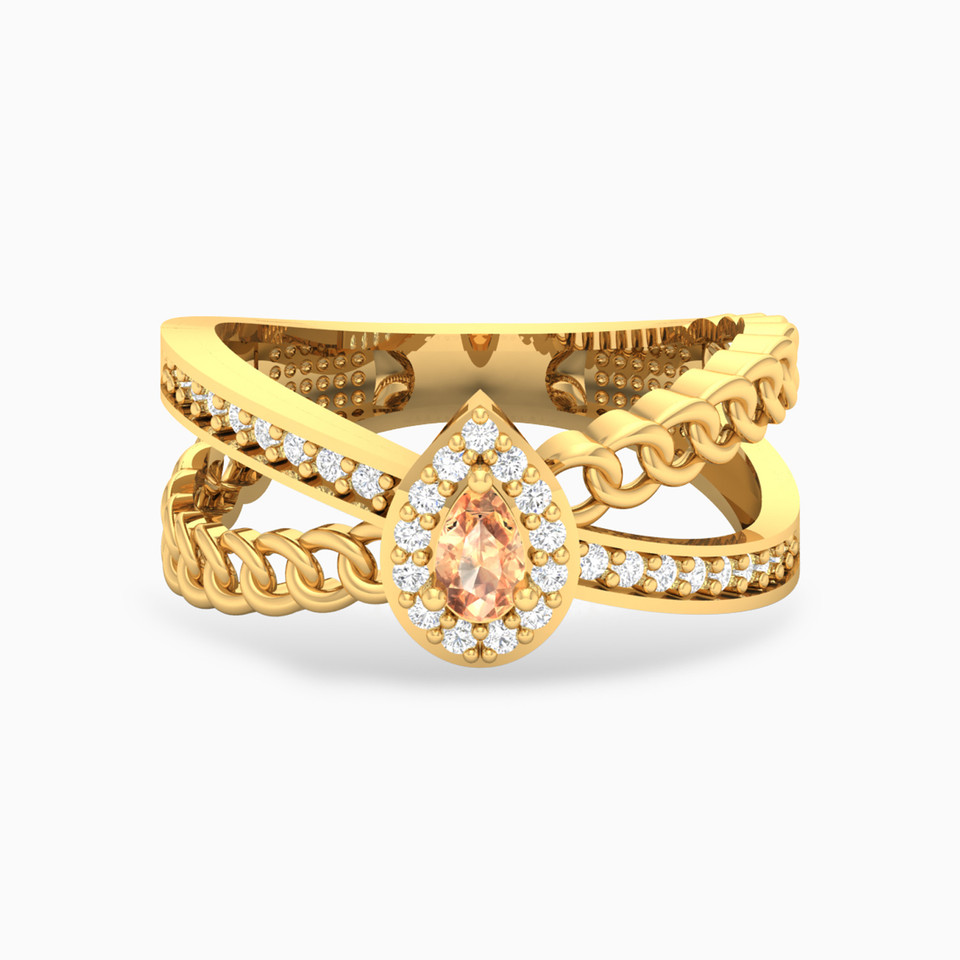 Pear Orange Stone Ring in 18K Gold Pear Orange Stone Ring in 18K Gold