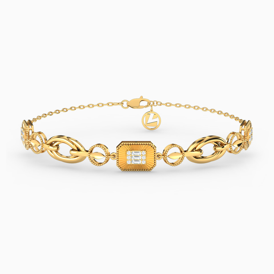 Links Cubic Zirconia Chain Bracelet in 21K Gold Links Cubic Zirconia Chain Bracelet in 21K Gold