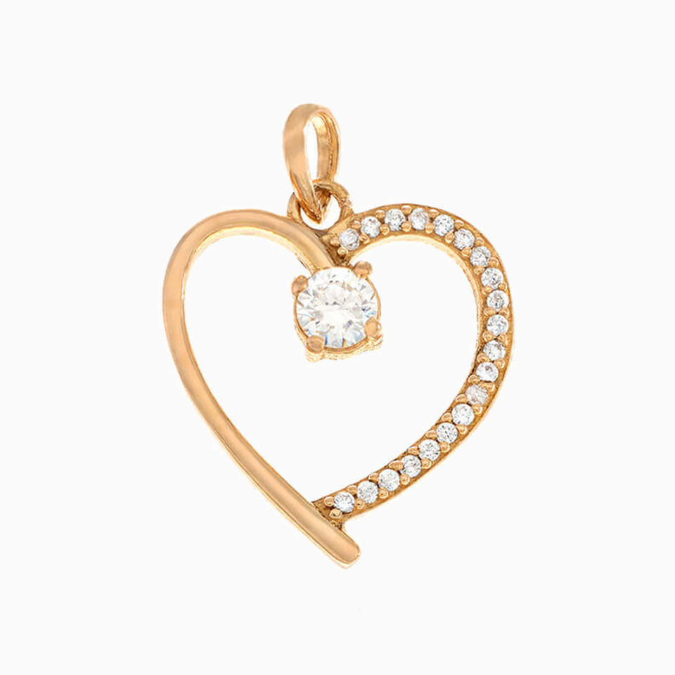 Heart Cubic Zirconia Pendant in 21K Gold Heart Cubic Zirconia Pendant in 21K Gold