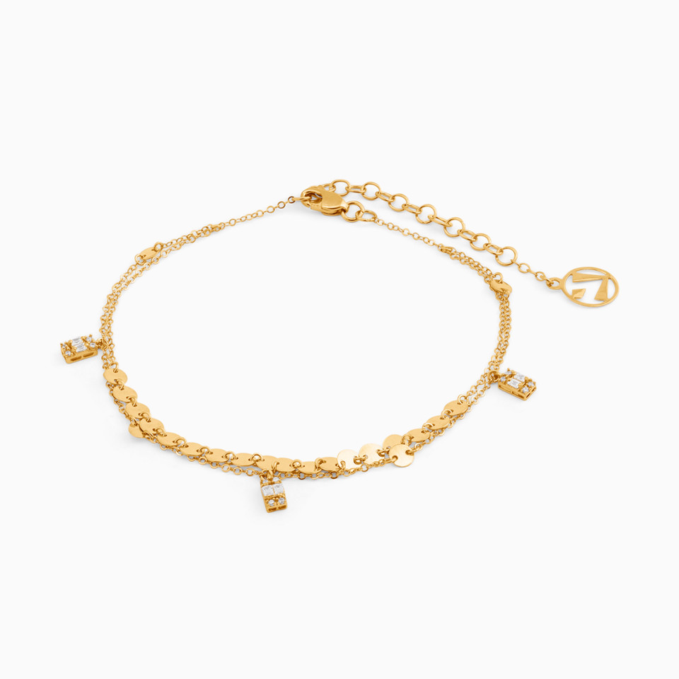 Circle Cubic Zirconia Chain Bracelet in 21K Gold Circle Cubic Zirconia Chain Bracelet in 21K Gold
