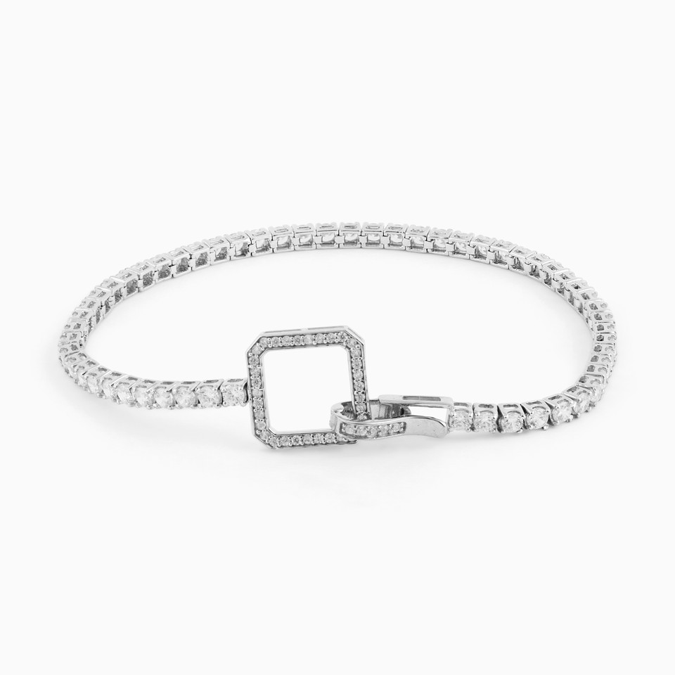 Square Cubic Zirconia Chain Bracelet in 18K Gold Square Cubic Zirconia Chain Bracelet in 18K Gold