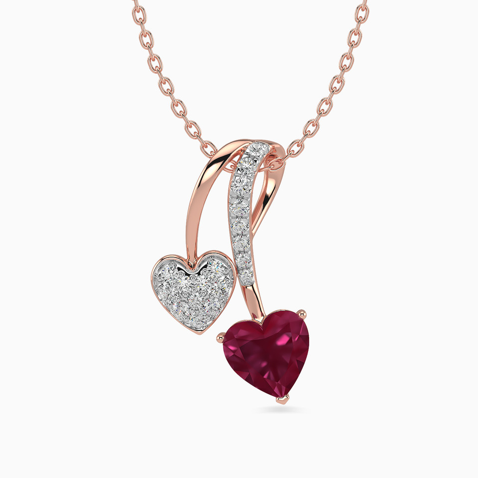 18K Gold Diamond & Colored Stones Pendant Necklace 18K Gold Diamond & Colored Stones Pendant Necklace