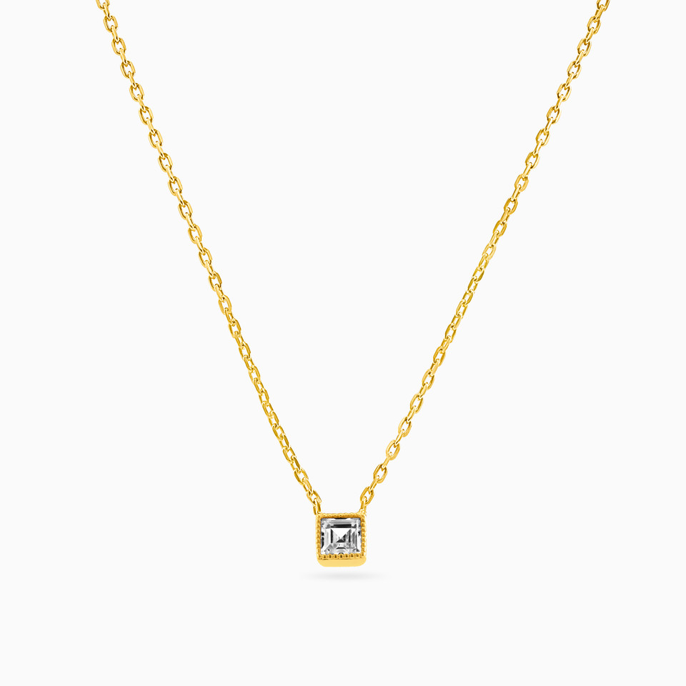 Square Cubic Zirconia Gold Plated Necklace Square Cubic Zirconia Gold Plated Necklace
