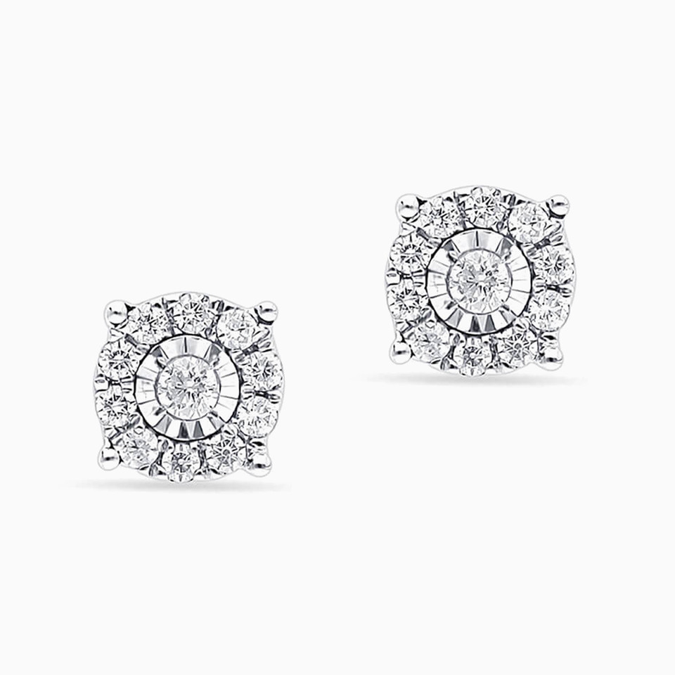 Circle Diamond Stud Earrings in 18K Gold - 2 Circle Diamond Stud Earrings in 18K Gold - 2