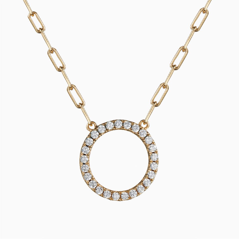 Circle Cubic Zirconia Gold Plated Necklace Circle Cubic Zirconia Gold Plated Necklace