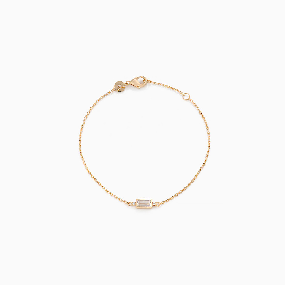 Baguette Cubic Zirconia Gold Plated Chain Bracelet Baguette Cubic Zirconia Gold Plated Chain Bracelet