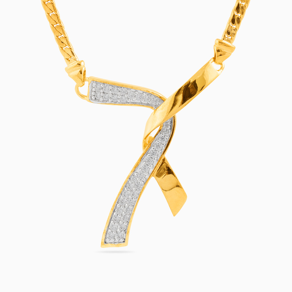 Twist Cubic Zirconia Gold Plated Necklace Twist Cubic Zirconia Gold Plated Necklace