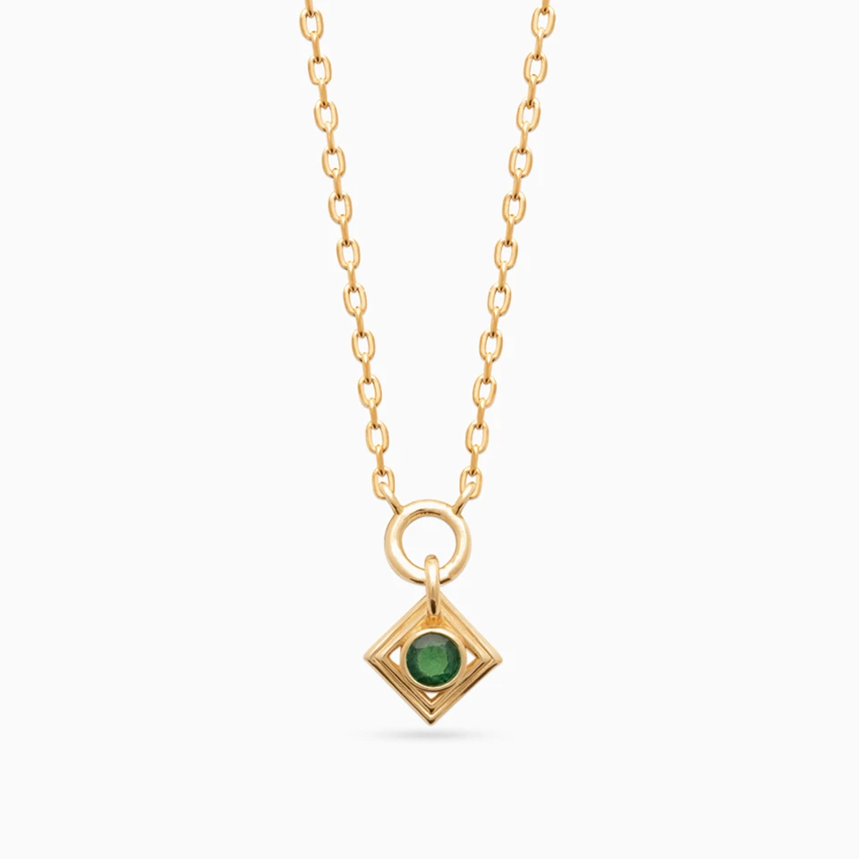 Square Green Stones Gold Plated Necklace Square Green Stones Gold Plated Necklace