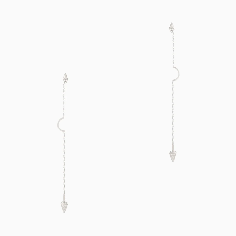 Circle Diamond Drop Earrings in 18K Gold - 2 Circle Diamond Drop Earrings in 18K Gold - 2