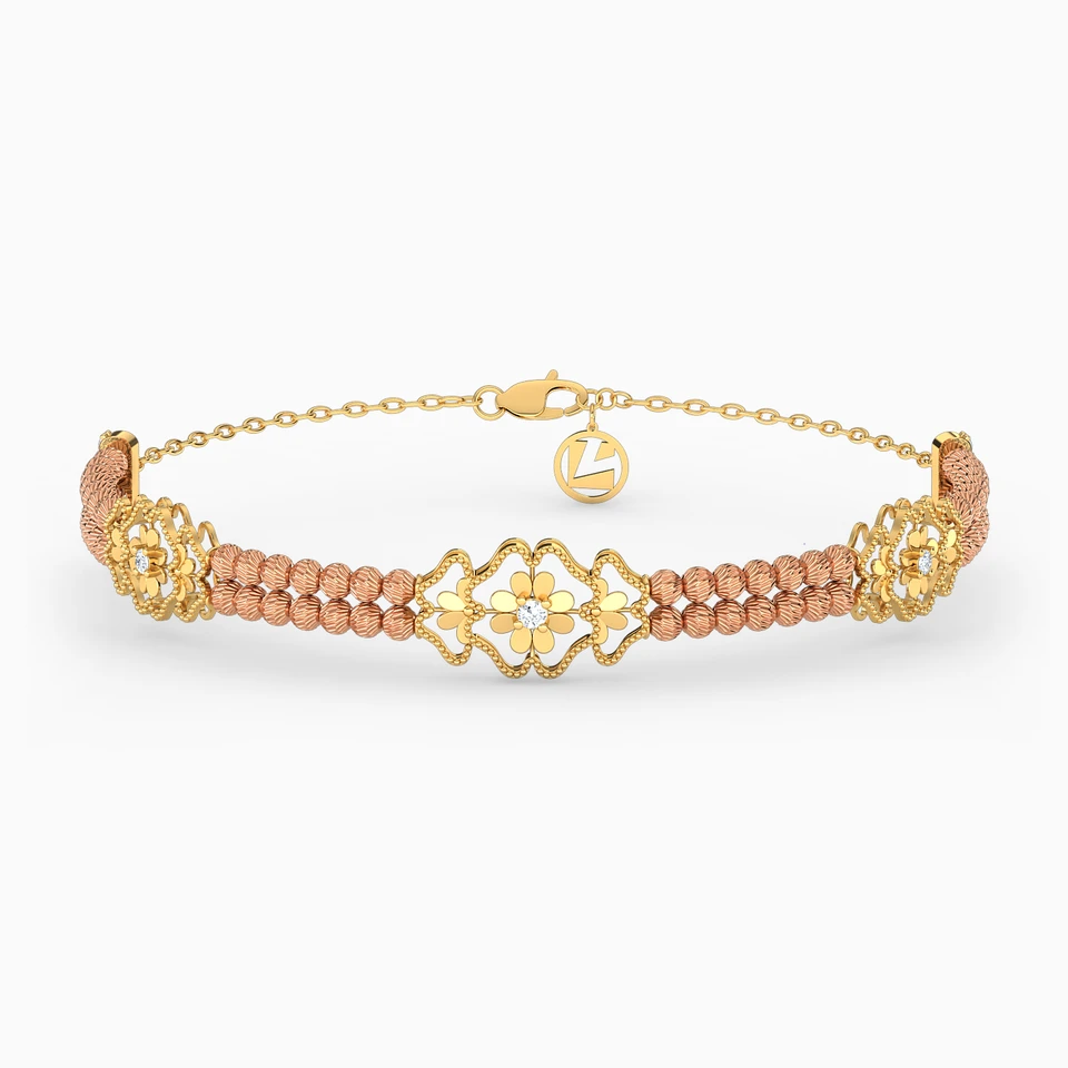 Flower Cubic Zirconia Chain Bracelet in 21K Gold Flower Cubic Zirconia Chain Bracelet in 21K Gold