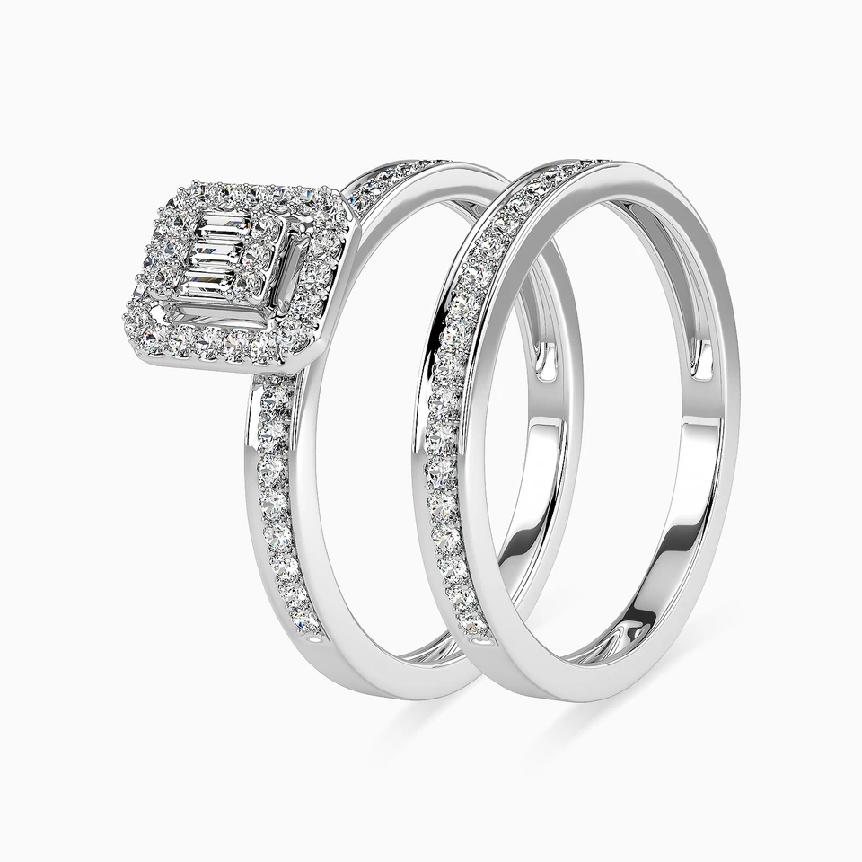 Square Diamond Twin Rings in 18K Gold - 2 Square Diamond Twin Rings in 18K Gold - 2