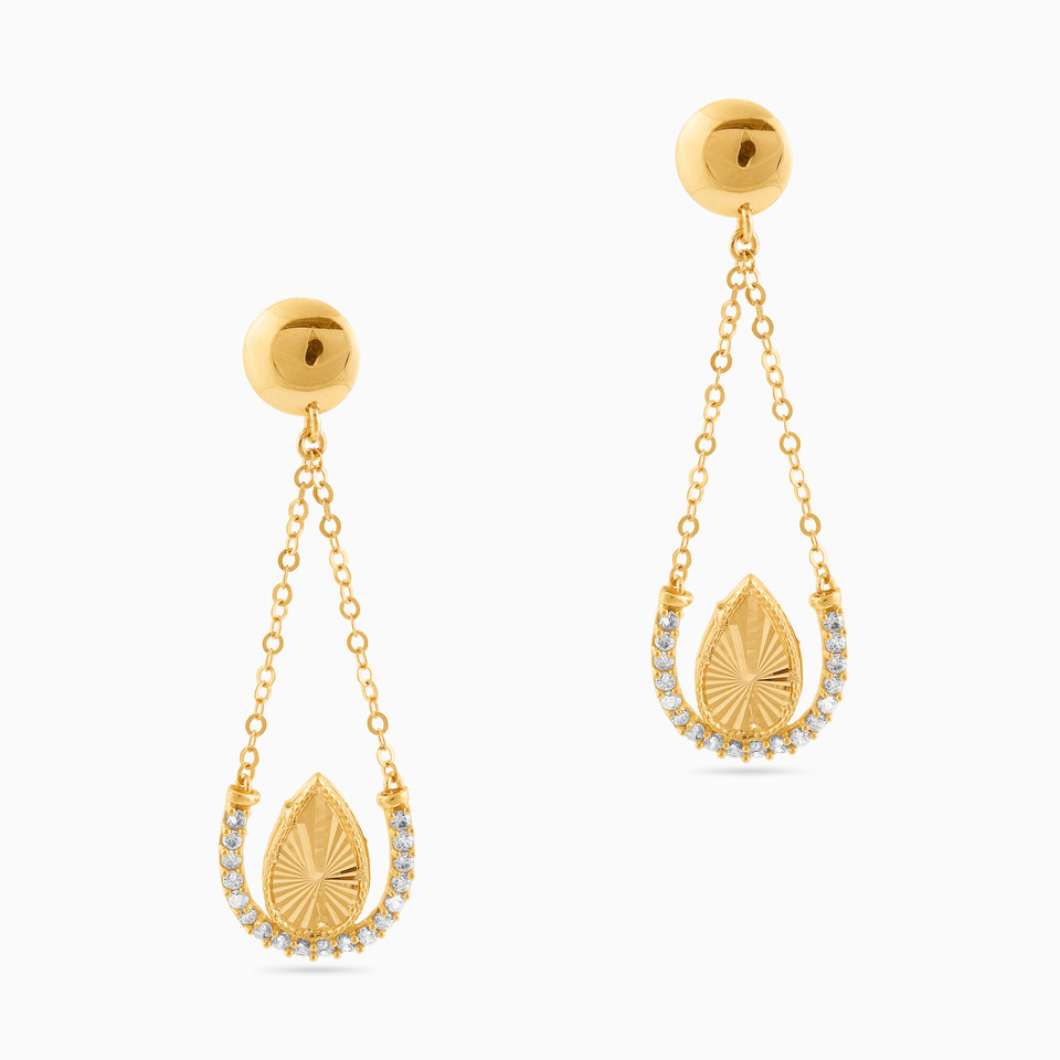 Pear Cubic Zirconia Drop Earrings in 21K Gold Pear Cubic Zirconia Drop Earrings in 21K Gold