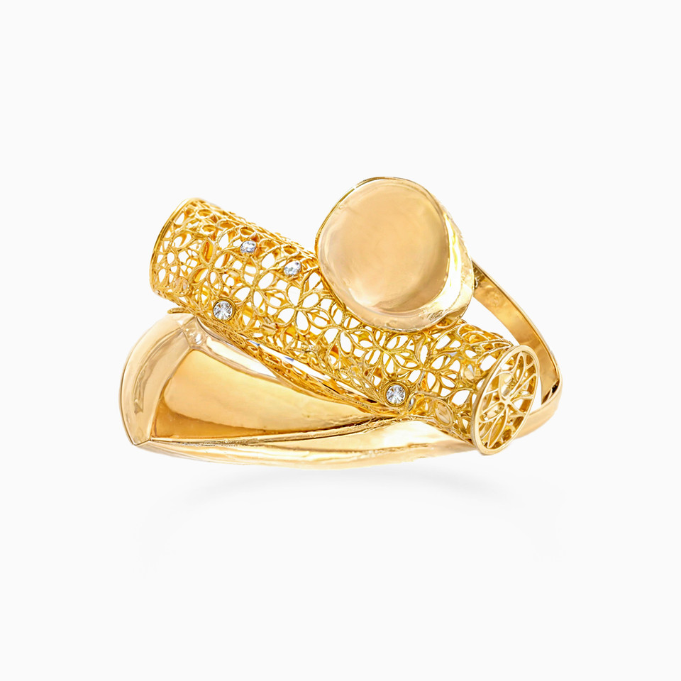 Cylinder Cubic Zirconia Ring in 21K Gold Cylinder Cubic Zirconia Ring in 21K Gold