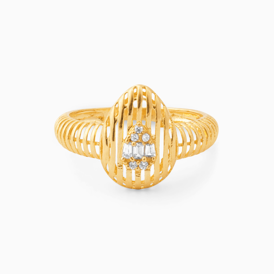 Pear Cubic Zirconia Ring in 21K Gold Pear Cubic Zirconia Ring in 21K Gold