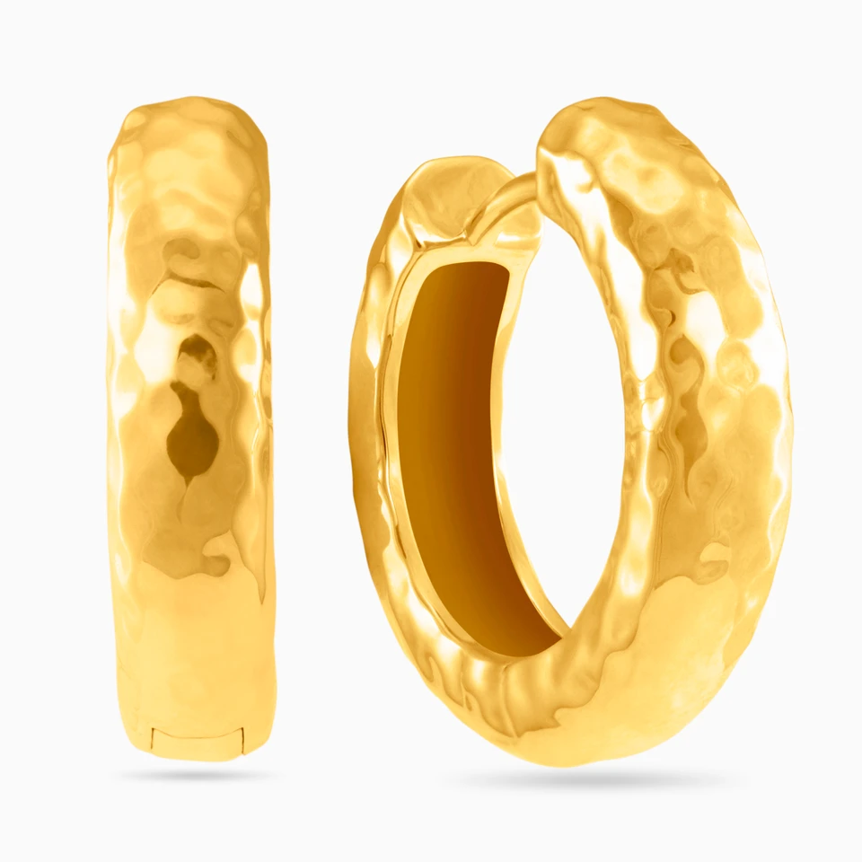 Textured Gold Plated Hoop Earrings Textured Gold Plated Hoop Earrings