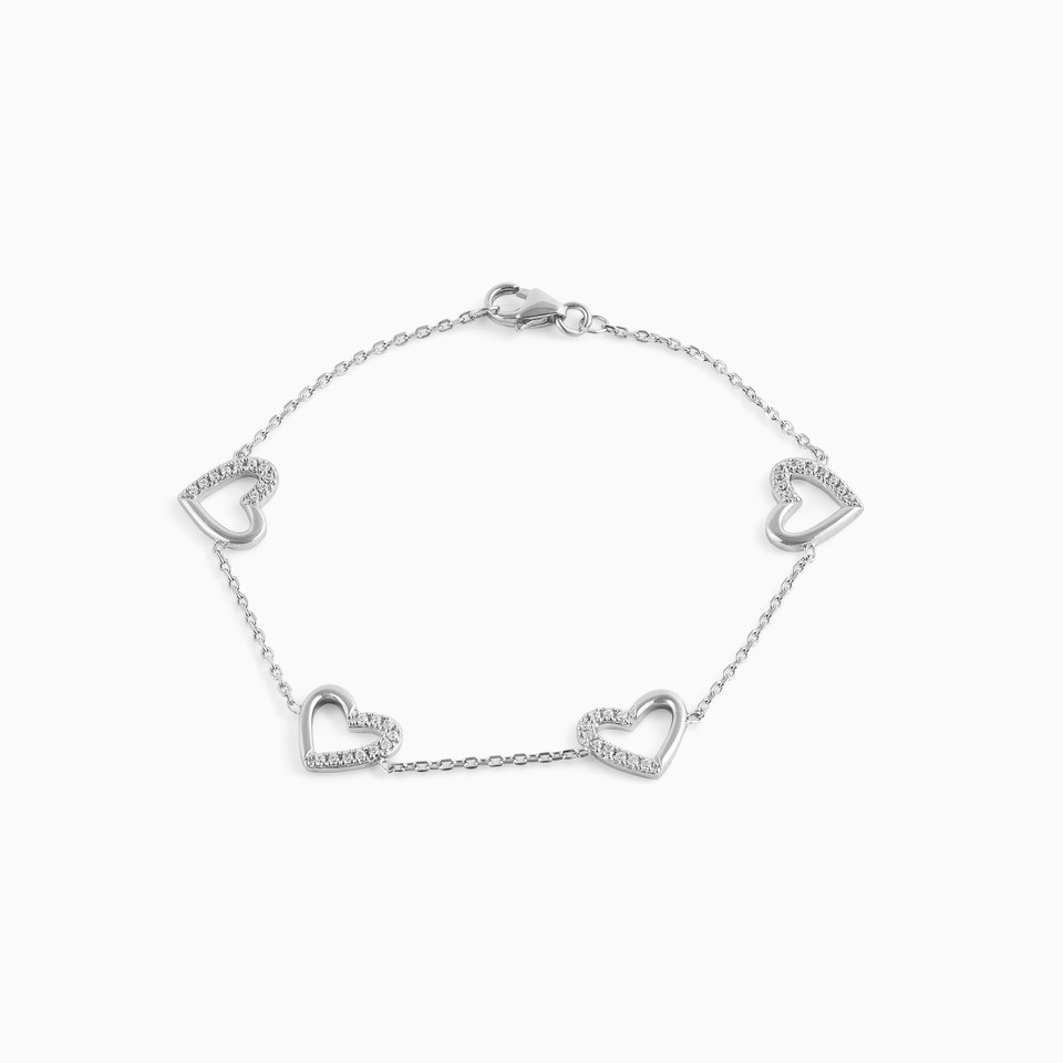 Heart Cubic Zirconia Sterling Silver Chain Bracelet Heart Cubic Zirconia Sterling Silver Chain Bracelet