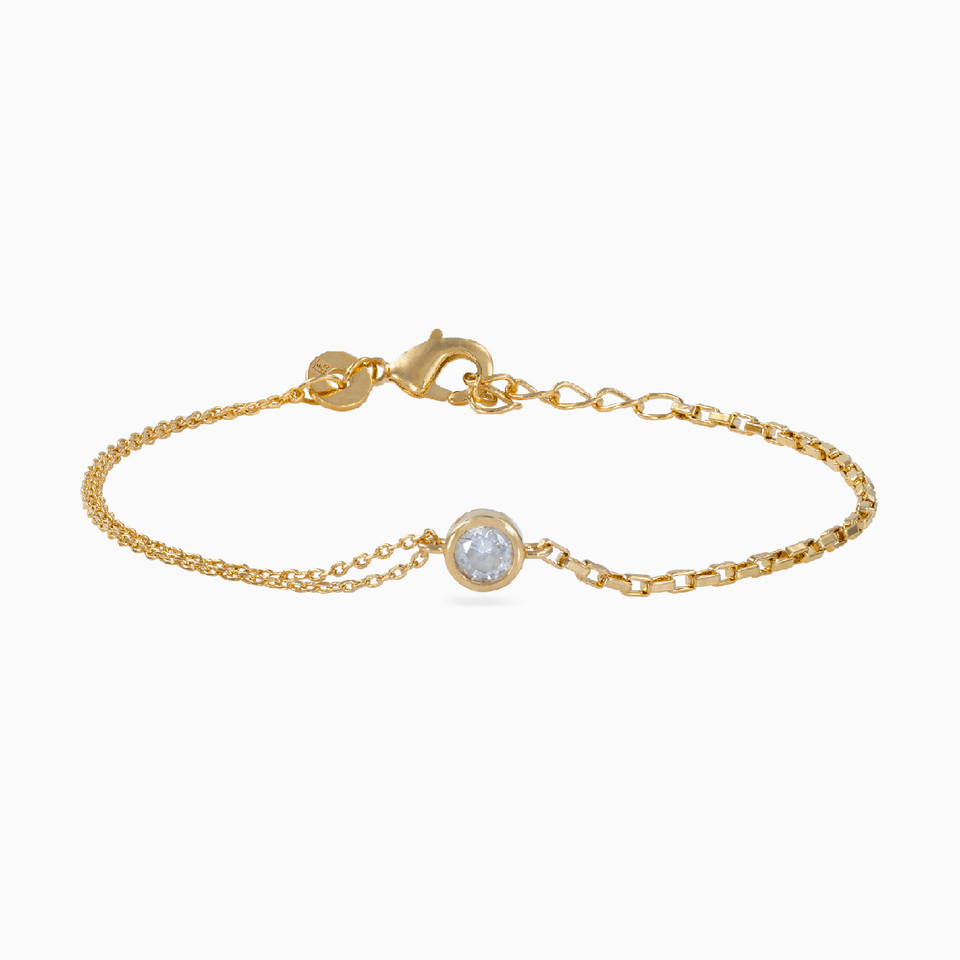 Circle Cubic Zirconia Gold Plated Chain Bracelet Circle Cubic Zirconia Gold Plated Chain Bracelet