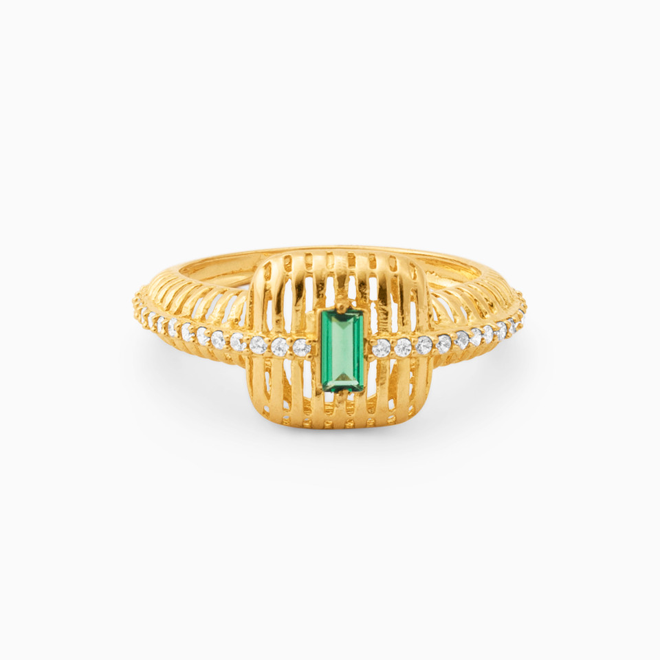 Baguette Green Stones Ring in 21K Gold Baguette Green Stones Ring in 21K Gold