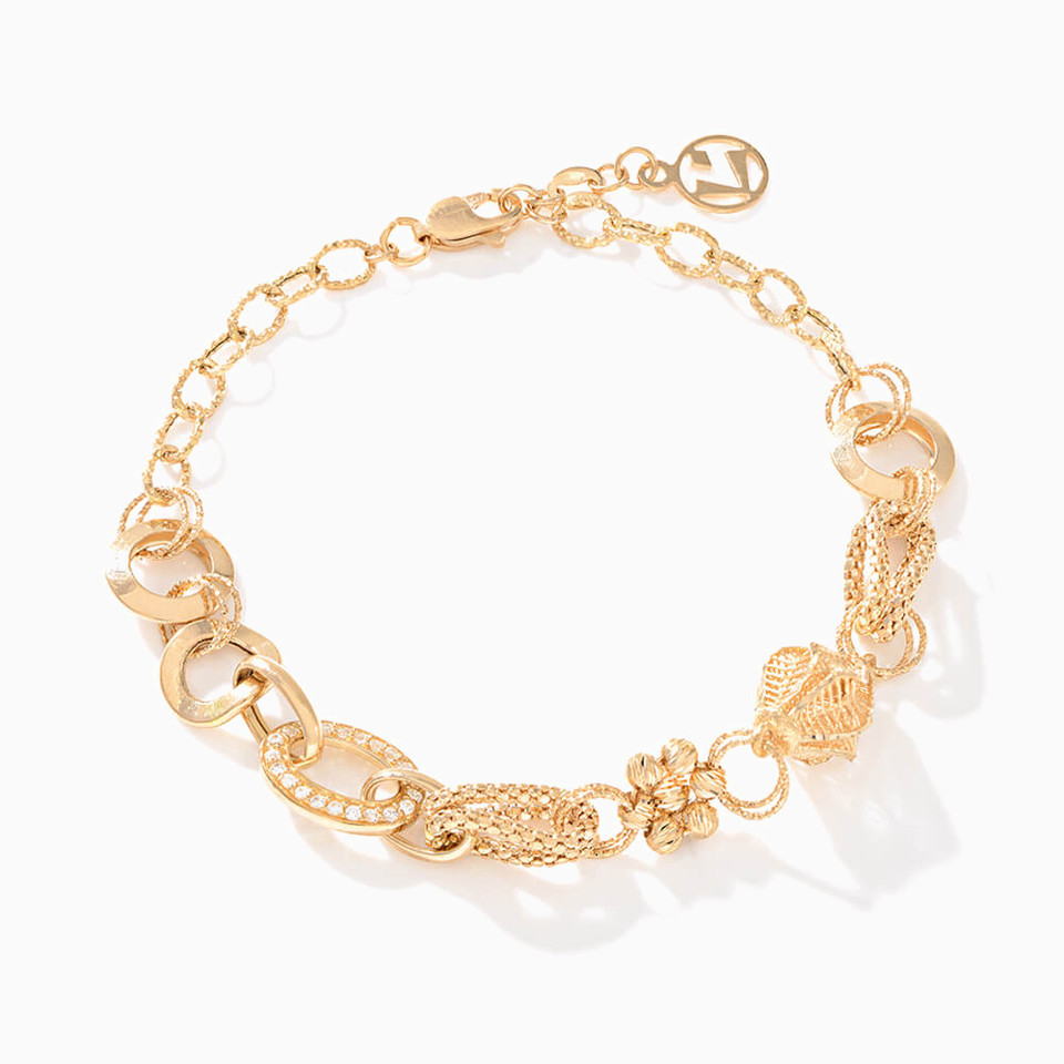 Links Cubic Zirconia Chain Bracelet in 21K Gold Links Cubic Zirconia Chain Bracelet in 21K Gold