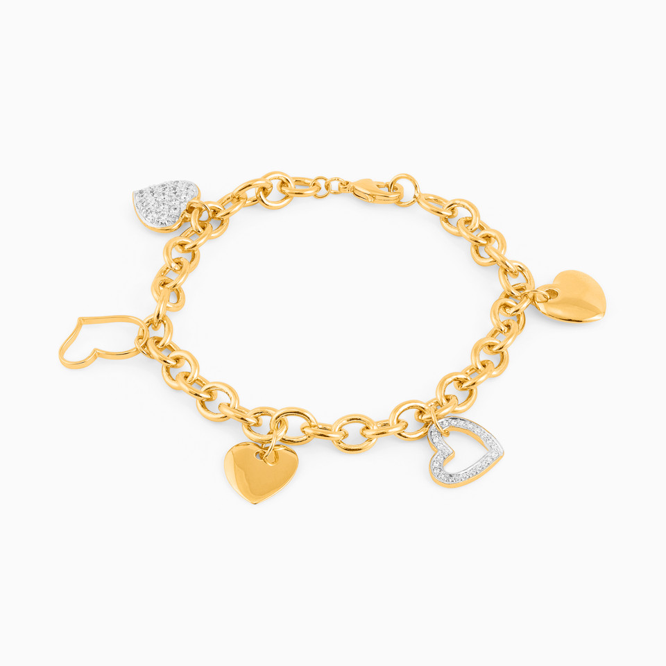 Heart Cubic Zirconia Gold Plated Chain Bracelet Heart Cubic Zirconia Gold Plated Chain Bracelet