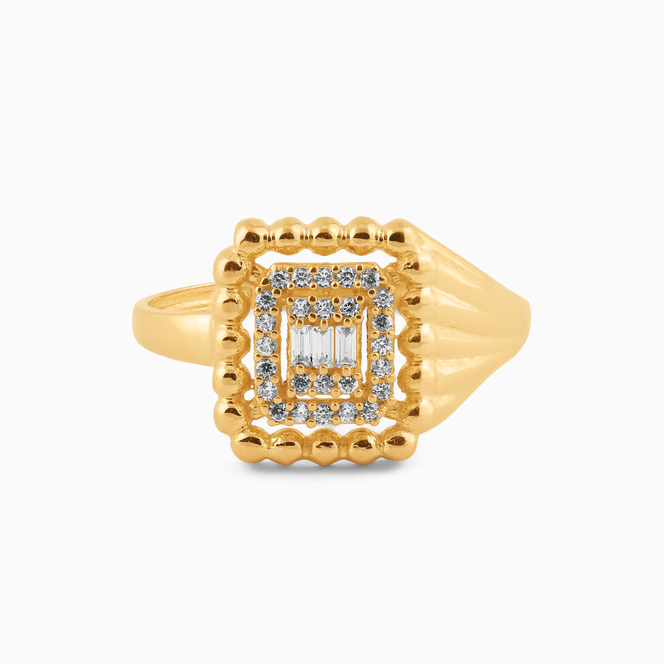 Square Cubic Zirconia Ring in 21K Gold Square Cubic Zirconia Ring in 21K Gold