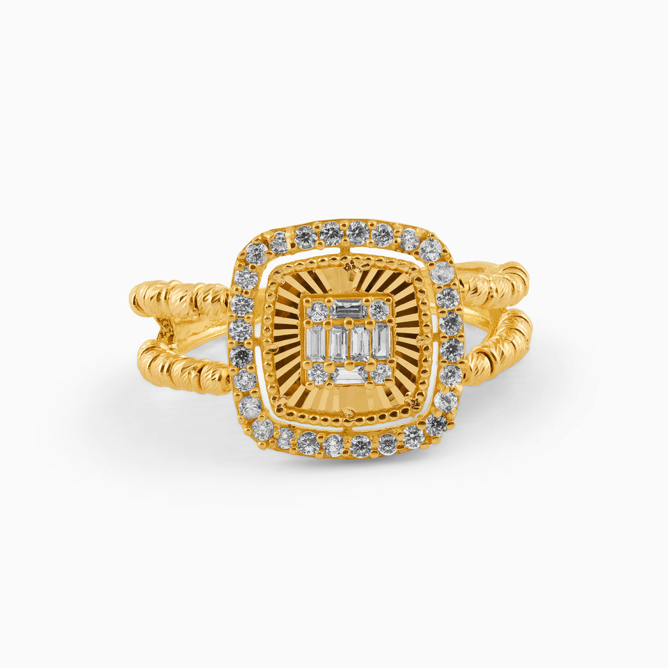 Square Cubic Zirconia Ring in 21K Gold Square Cubic Zirconia Ring in 21K Gold