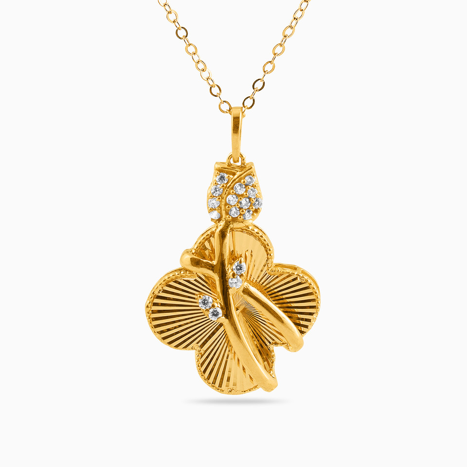 Flower Cubic Zirconia Necklace in 21K Gold Flower Cubic Zirconia Necklace in 21K Gold
