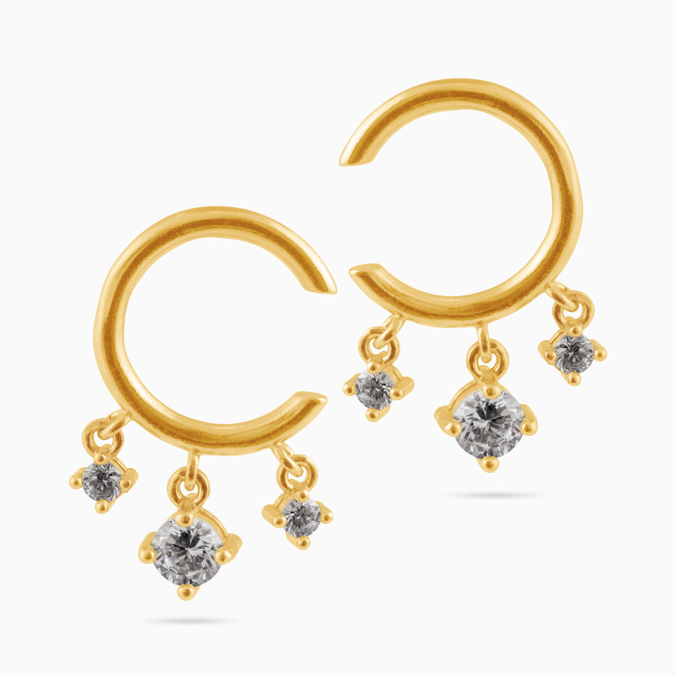 Square Cubic Zirconia Gold Plated Cuff Earrings Square Cubic Zirconia Gold Plated Cuff Earrings