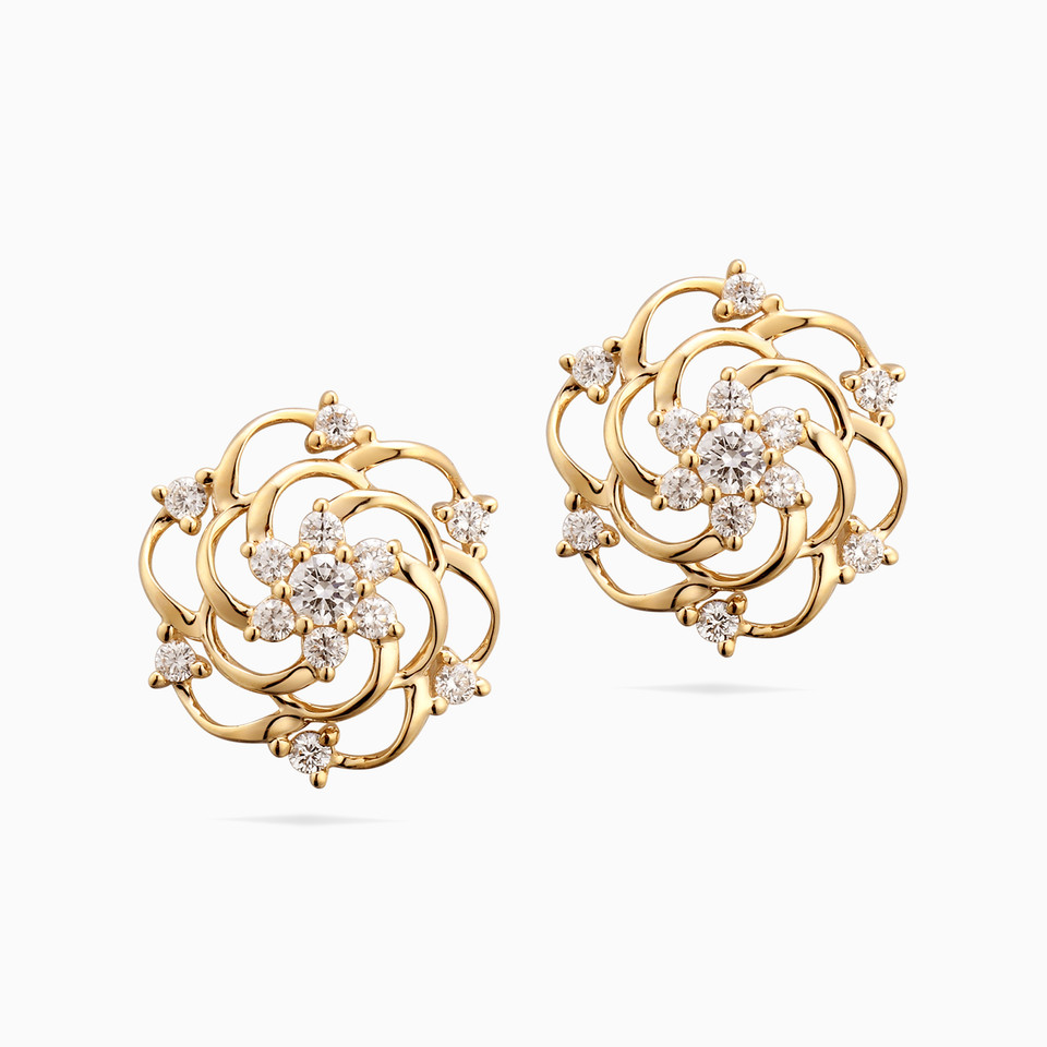 Spiral Diamond Stud Earrings in 18K Gold Spiral Diamond Stud Earrings in 18K Gold