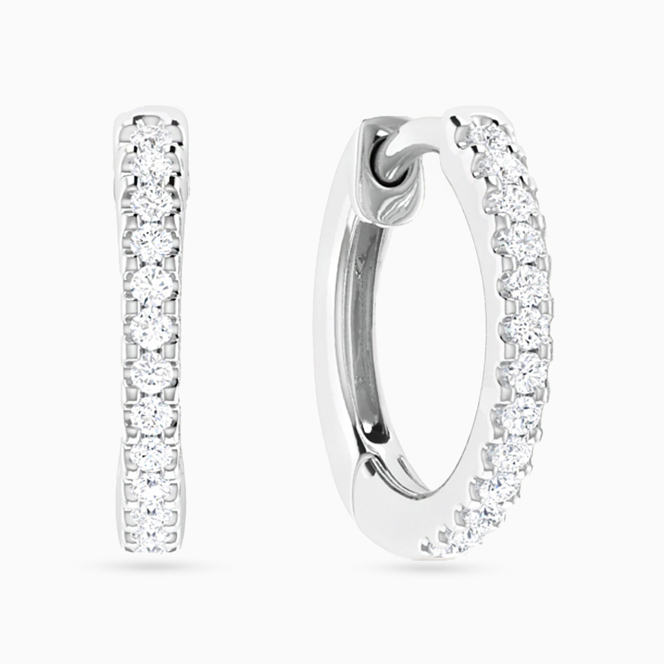 Slim Diamond Hoop Earrings in 18K Gold - 2 Slim Diamond Hoop Earrings in 18K Gold - 2