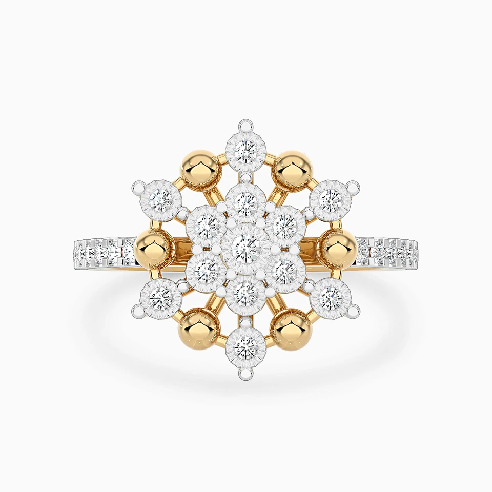 Flower Diamond Ring in 18K Gold - 2 Flower Diamond Ring in 18K Gold - 2
