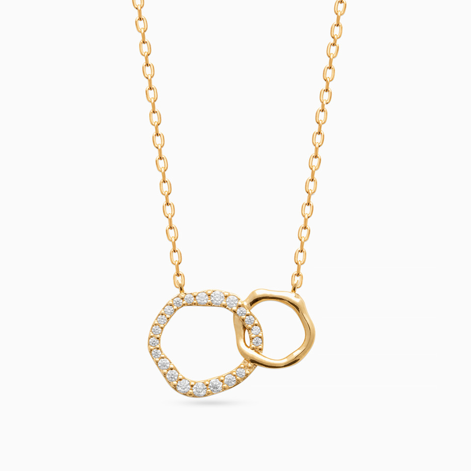 Circle Clear Stone Gold Plated Necklace Circle Clear Stone Gold Plated Necklace