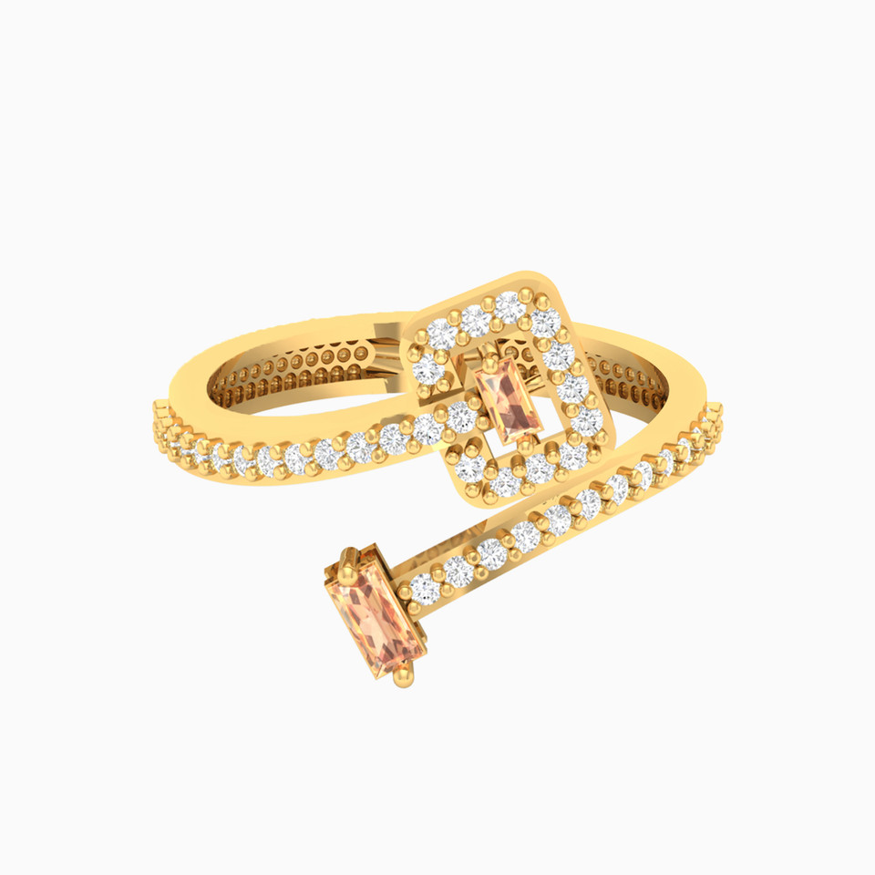 18K Gold Colored Stones Two-headed Ring 18K Gold Colored Stones Two-headed Ring