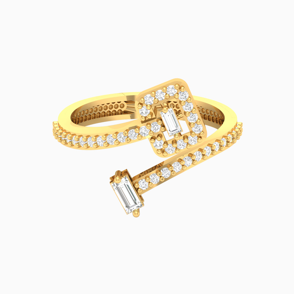Rectangle Cubic Zirconia Two headed Ring in 18K Gold Rectangle Cubic Zirconia Two headed Ring in 18K Gold