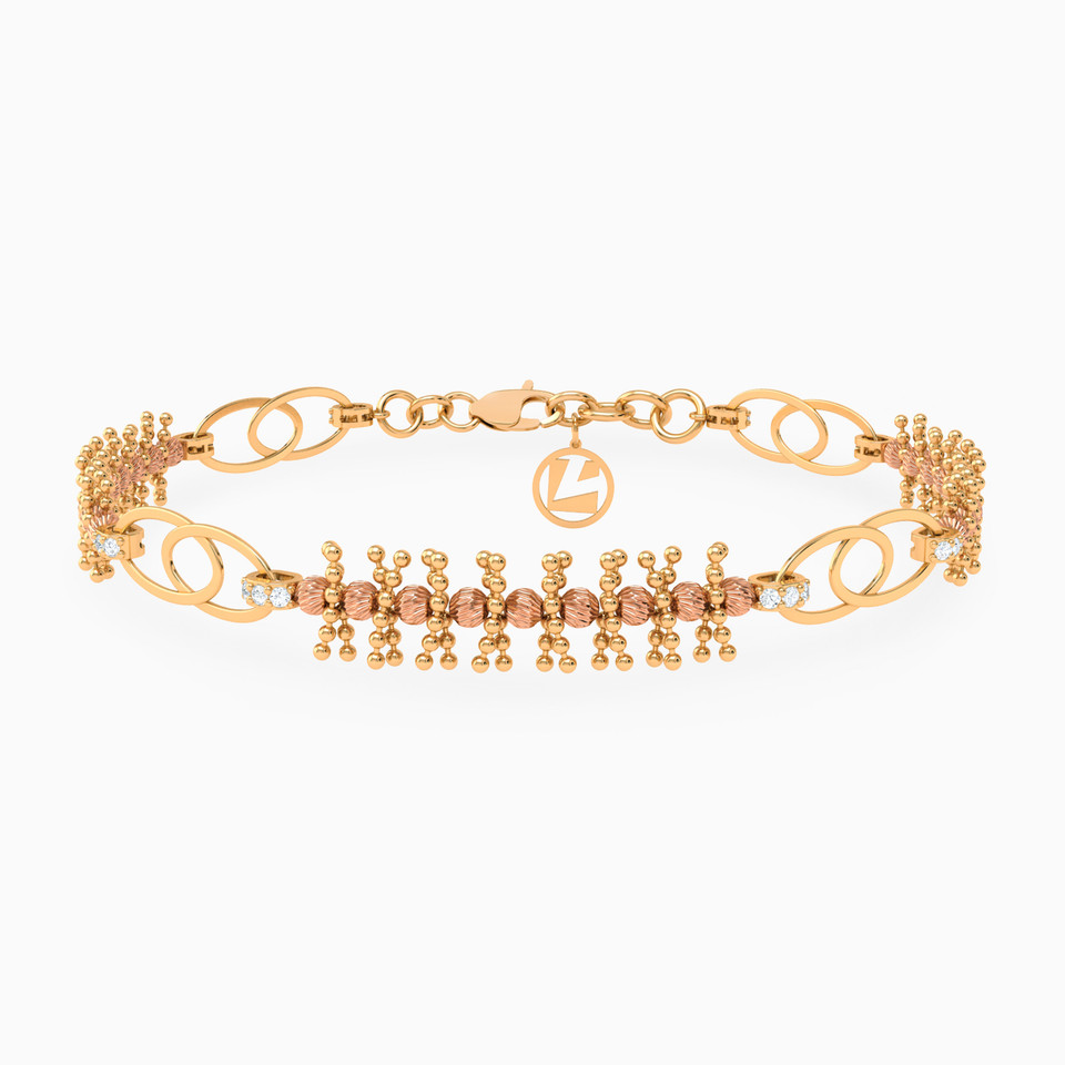 Beaded Cubic Zirconia Chain Bracelet in 21K Gold Beaded Cubic Zirconia Chain Bracelet in 21K Gold