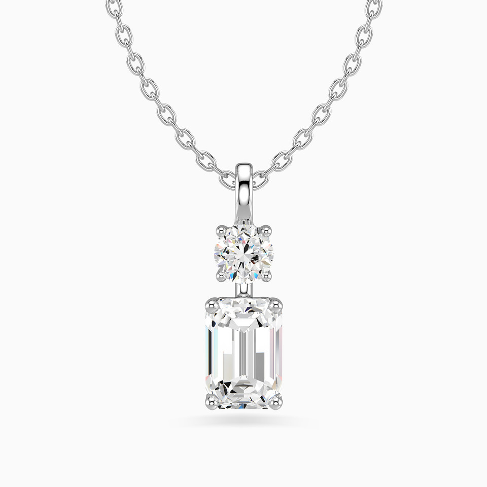 0.97 CT Baguette Lab Grown Diamond Necklace in 18K Gold 0.97 CT Baguette Lab Grown Diamond Necklace in 18K Gold