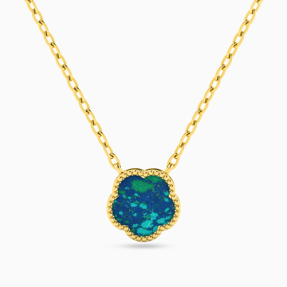 Flower Colored Stones Necklace in 18K Gold Flower Colored Stones Necklace in 18K Gold