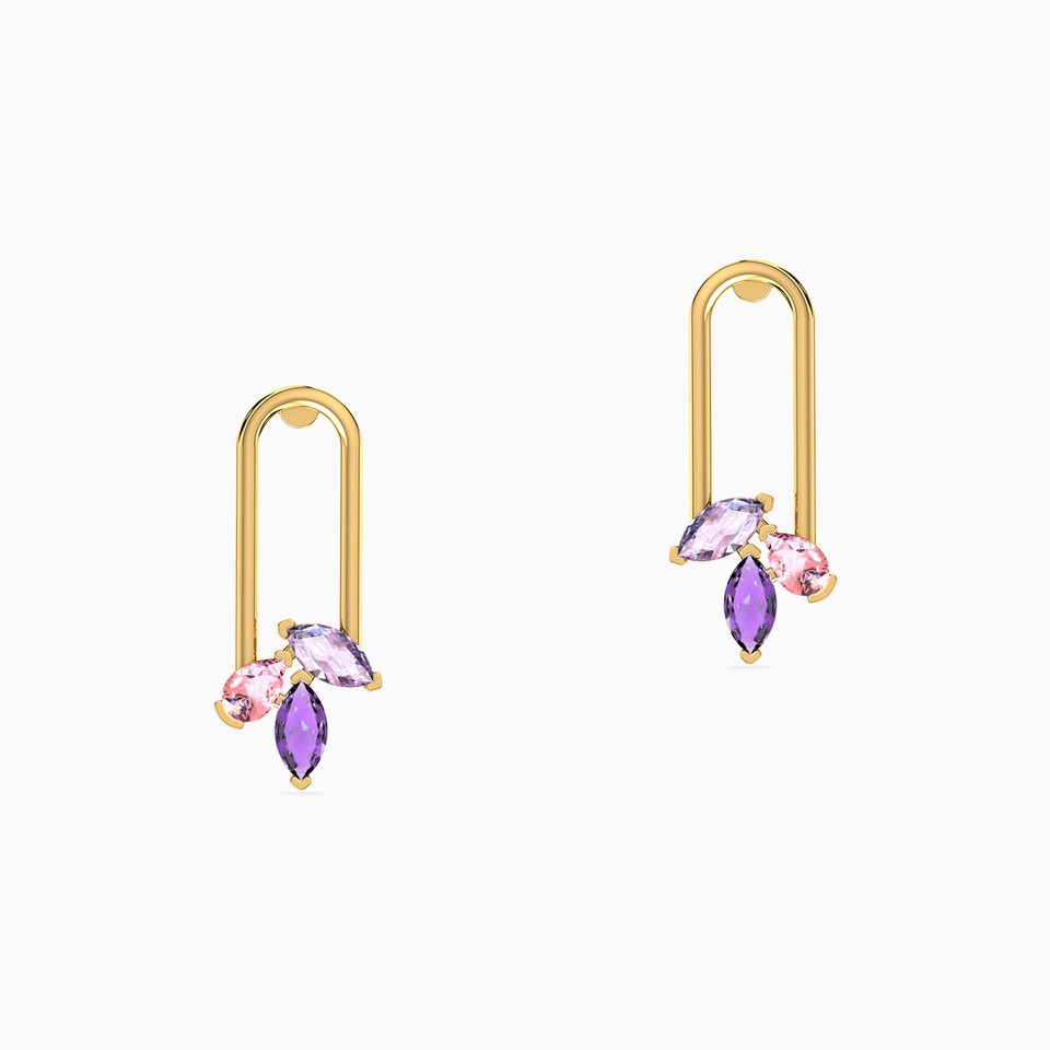 Oval Purple Stone Drop Earrings in 18K Gold Oval Purple Stone Drop Earrings in 18K Gold