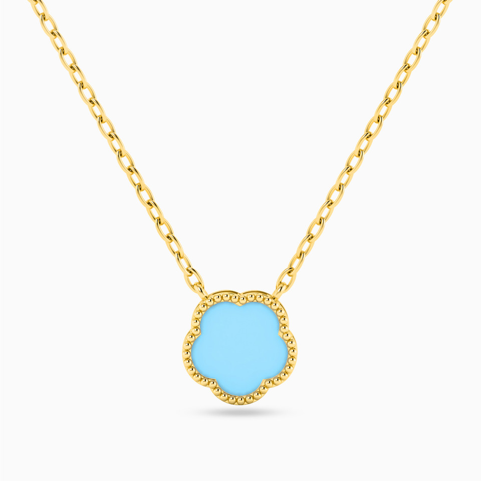 Flower Colored Stones Necklace in 18K Gold Flower Colored Stones Necklace in 18K Gold