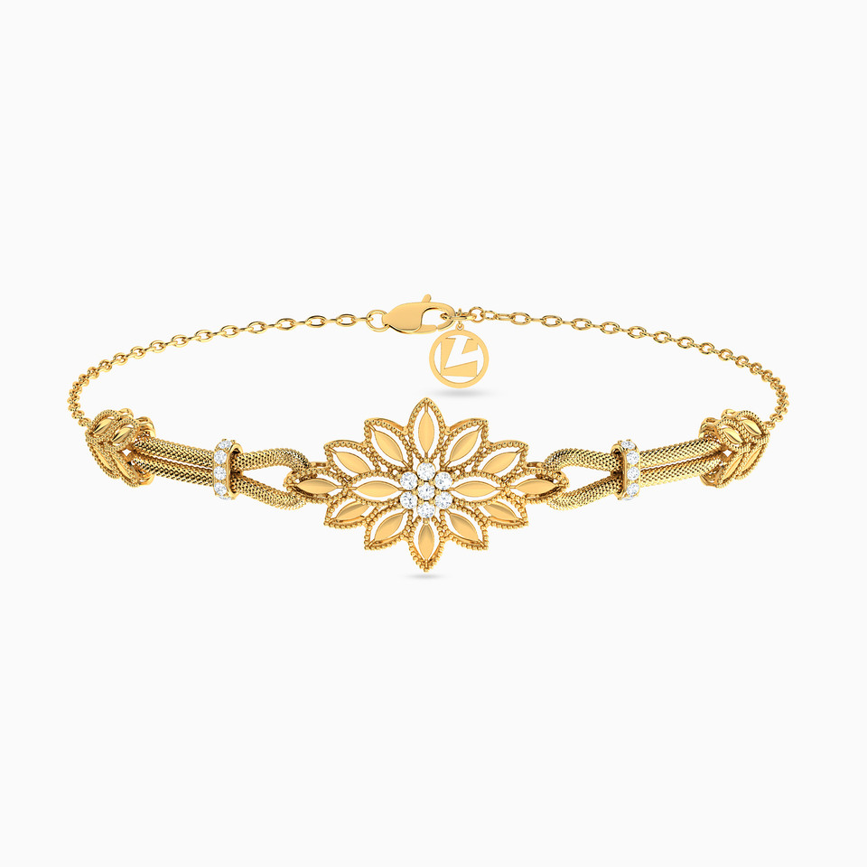 Flower Cubic Zirconia Chain Bracelet in 21K Gold Flower Cubic Zirconia Chain Bracelet in 21K Gold