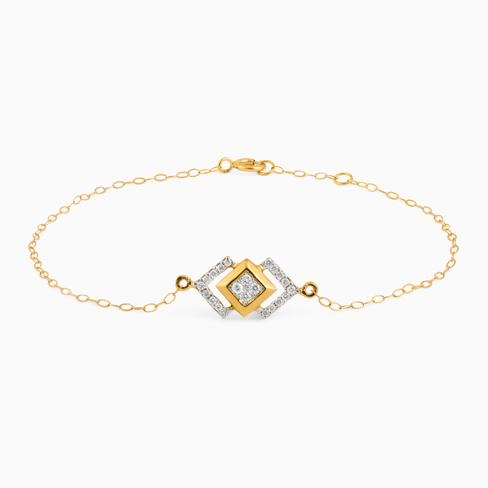 Square Diamond Chain Bracelet in 18K Gold - 2 Square Diamond Chain Bracelet in 18K Gold - 2