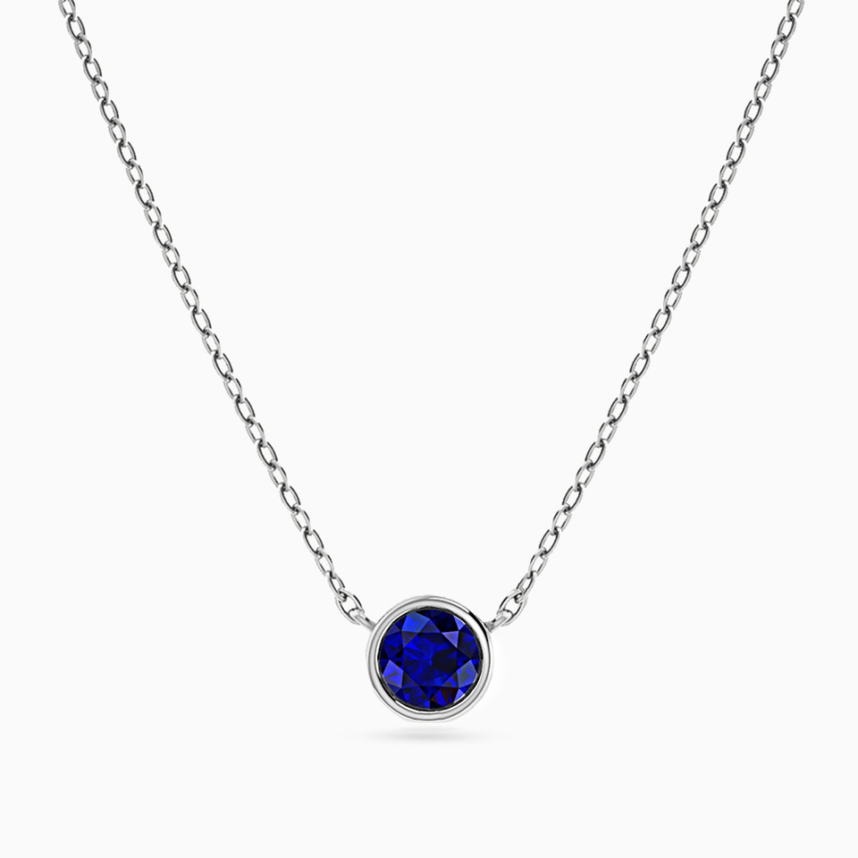 Round Blue Stone Necklace in 18K Gold Round Blue Stone Necklace in 18K Gold