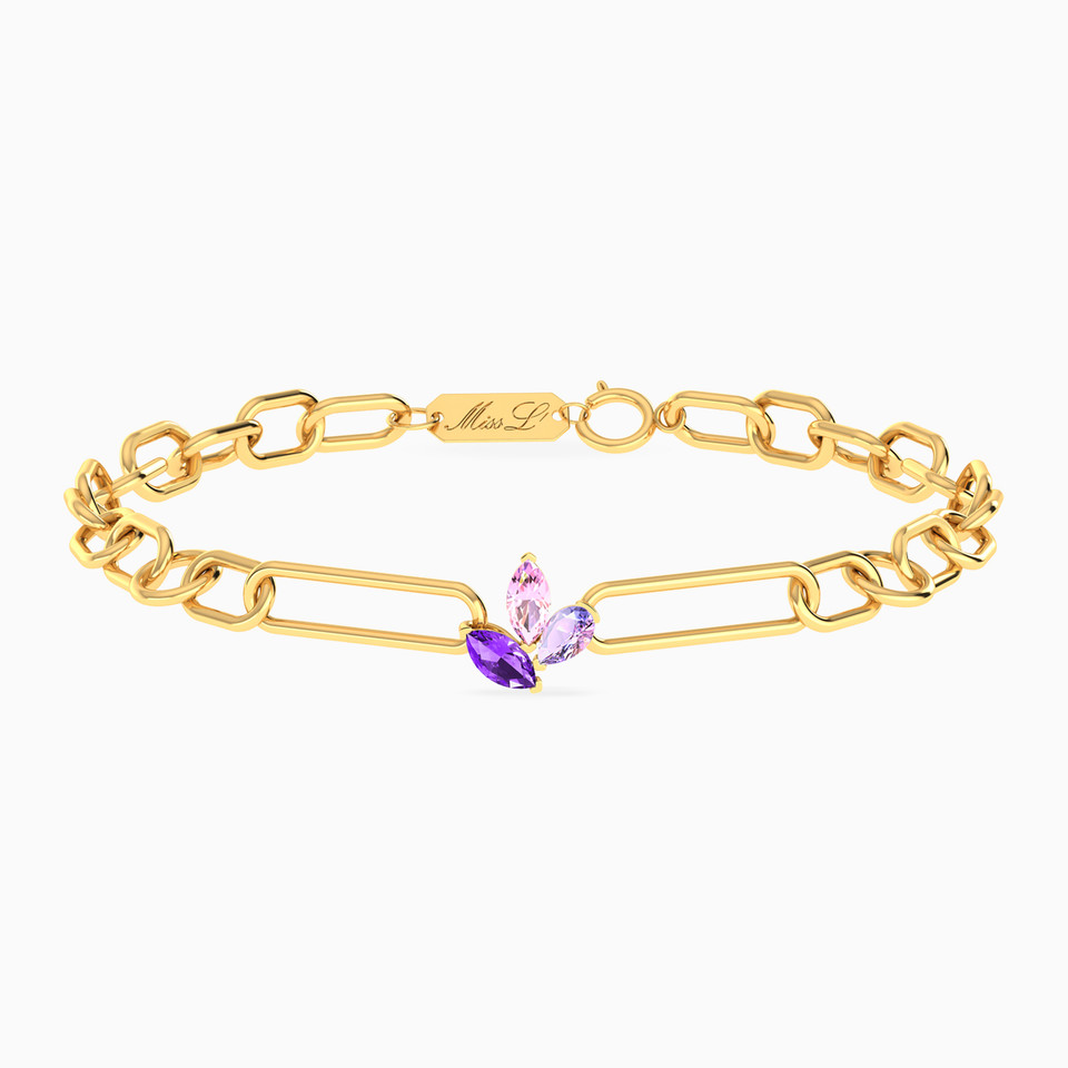 Links Purple Stone Chain Bracelet in 18K Gold Links Purple Stone Chain Bracelet in 18K Gold