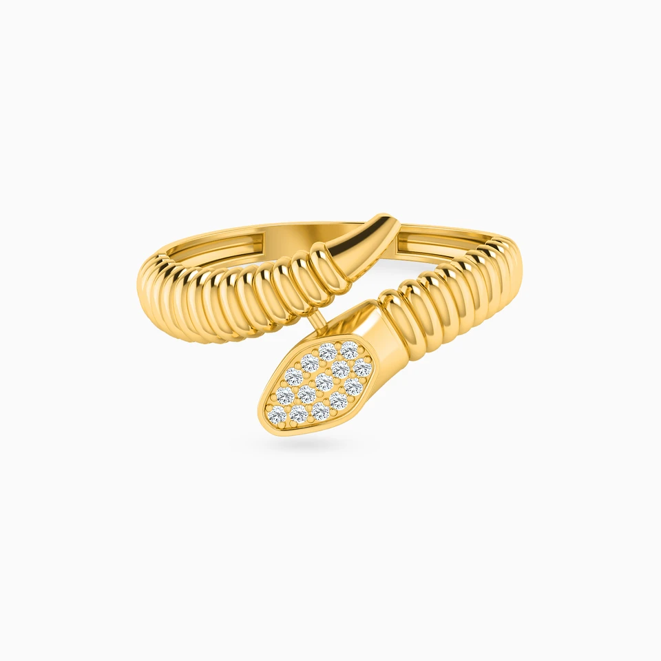 Snake Cubic Zirconia Two headed Ring in 21K Gold Snake Cubic Zirconia Two headed Ring in 21K Gold
