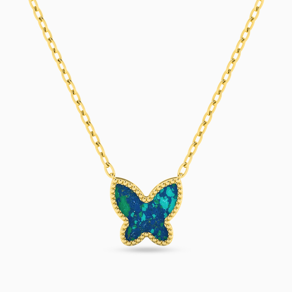 Butterfly Colored Stones Necklace in 18K Gold Butterfly Colored Stones Necklace in 18K Gold