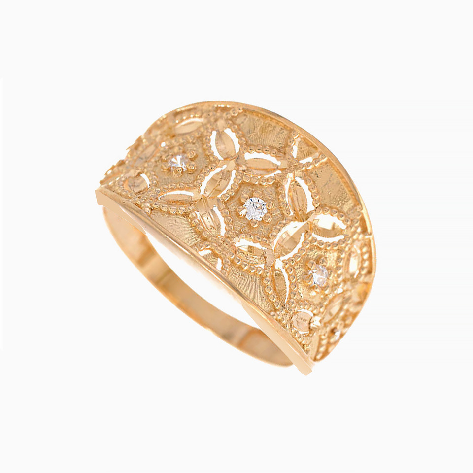 Flower Cubic Zirconia Ring in 21K Gold Flower Cubic Zirconia Ring in 21K Gold
