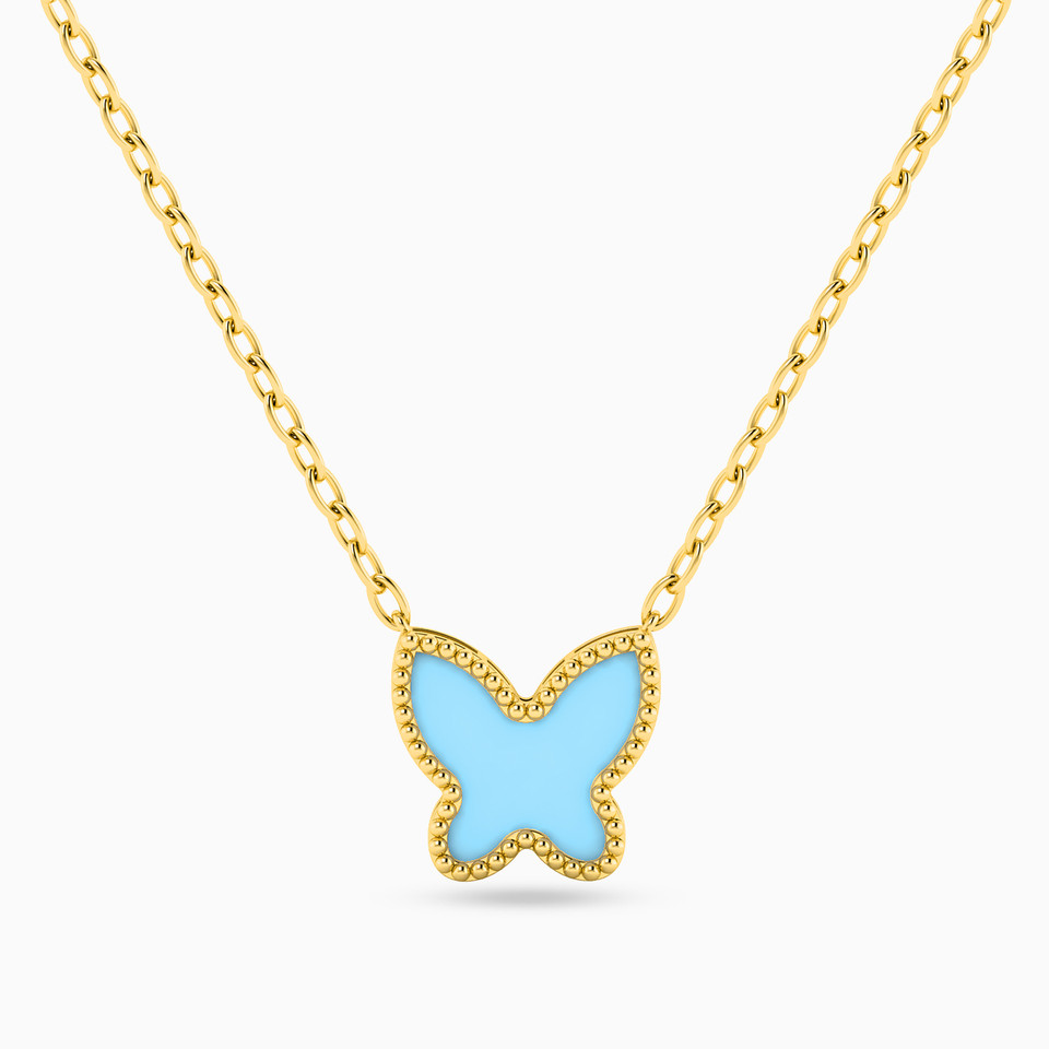 Butterfly Colored Stones Necklace in 18K Gold Butterfly Colored Stones Necklace in 18K Gold