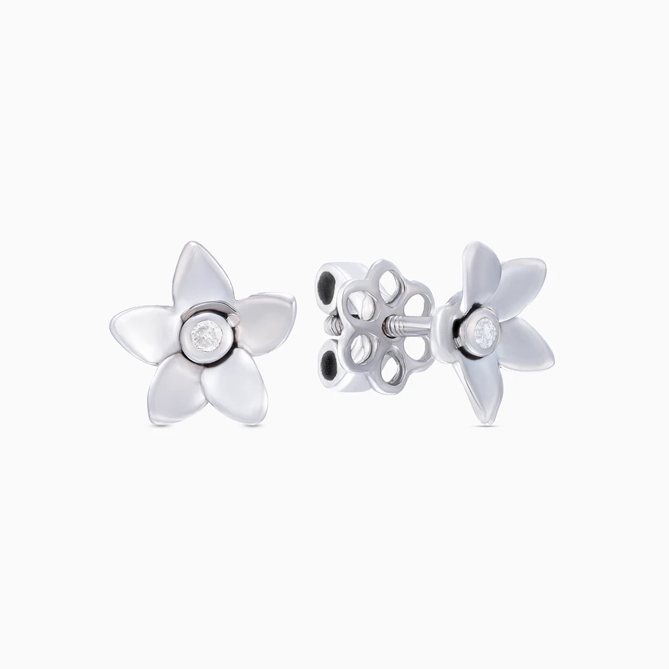 Kids Flower Diamond Stud Earrings in 18K Gold - 2 Kids Flower Diamond Stud Earrings in 18K Gold - 2